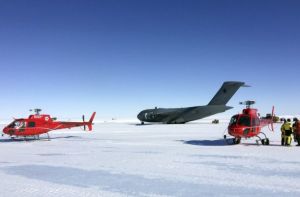 C-17 in Antarctica on rescue mission